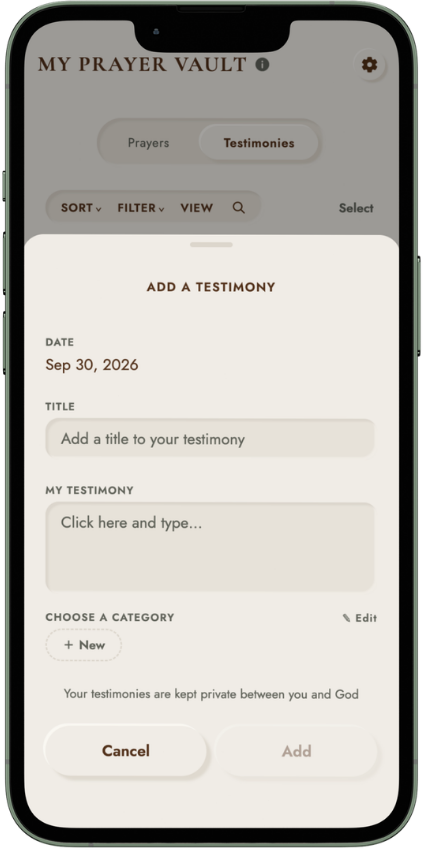 Adding a standalone testimony